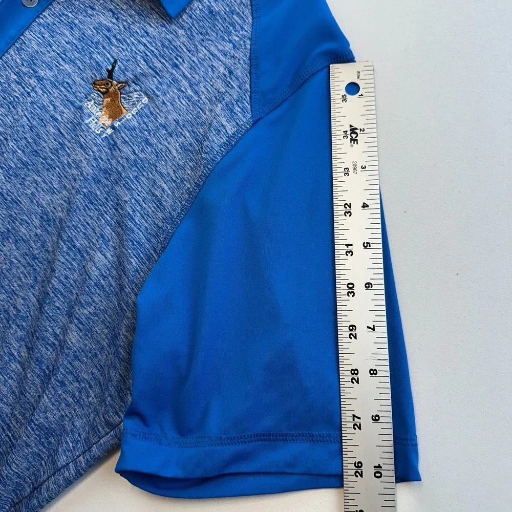 Adidas Golf PureMotion Polo Shirt Men's Large Wyoming Antelope Flats Raglan Blue
